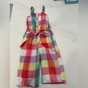 GAP kids girls jumper / overalls. Colorful plaid size S (6-7)